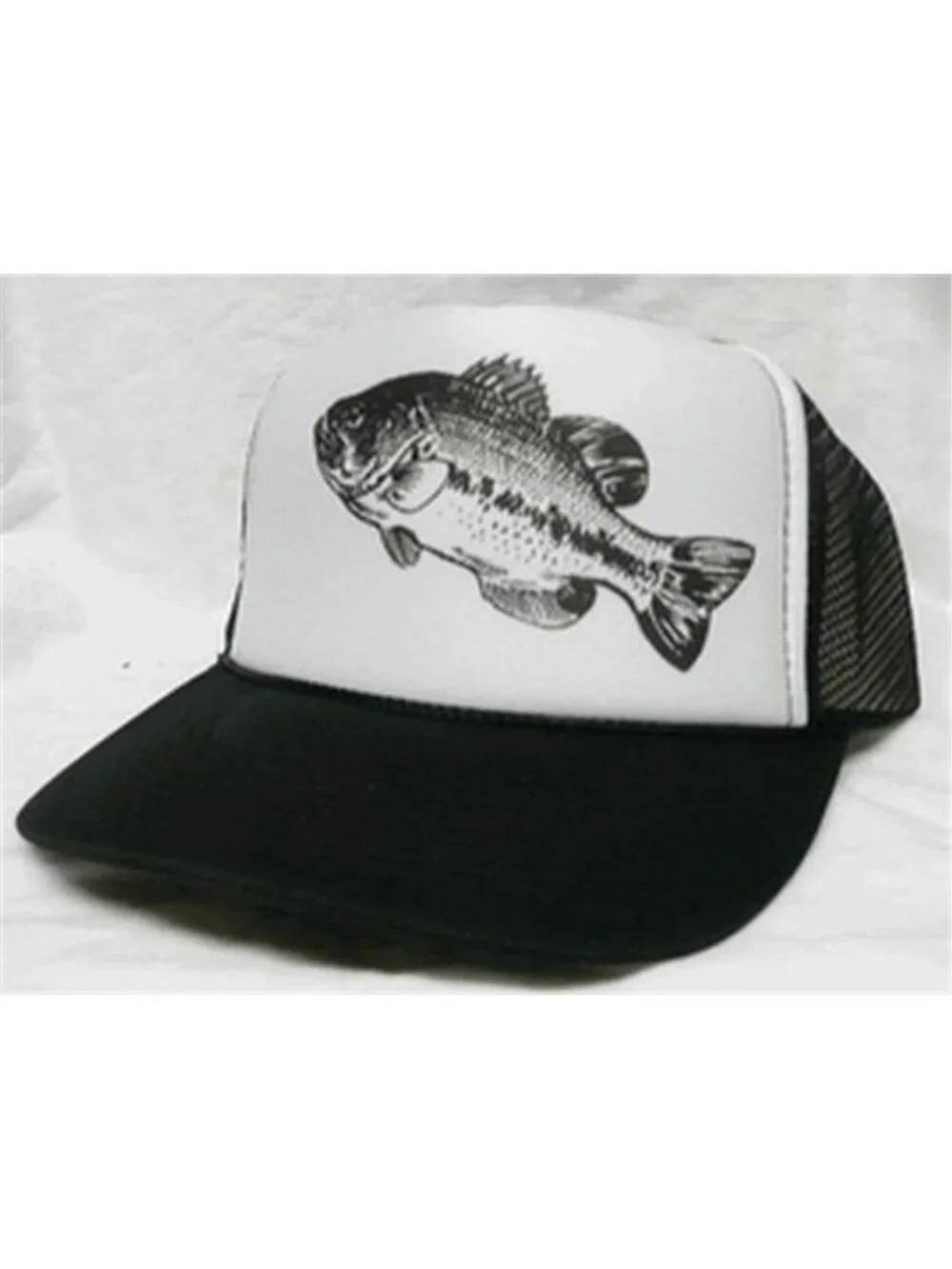 Bass Fishing Hat Vintage Style Foam Trucker Cap Black Retro Angler Snapback New